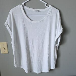 Lucky Brand White Short Sleeve Scoop Neck Tee
